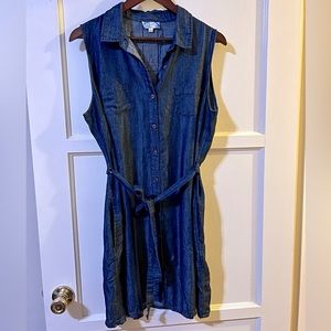 DENIM BLUE SLEEVELESS DRESS with POCKETS - XL